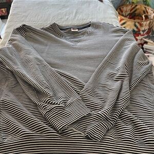 J. Crew Black and White Striped Crewneck Sweater